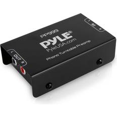 Amplifiers & Receivers Pyle Phono Turntable Preamp Mini Electronic Audio Stereo Phonograph Preamplifier with RCA Input, RCA Output & Low Noise Operation Powered by 12 Volt DC Adapter PP999 Black