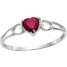 Ruby Rings Harmony Heart Promise Ring - White Gold/Red