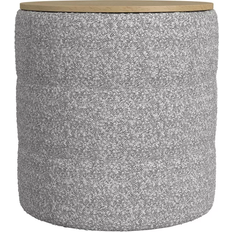 HomePop Channeled Boucle Cream/Gray Pouffe 19"