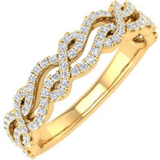 Finerock Twisted Wedding Band Ring - Gold/Diamonds