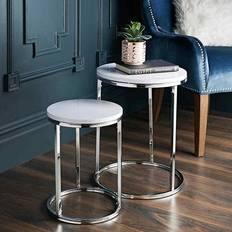 Silver/Chrome Nesting Tables Spot on Dealz Modern White Nesting Table 40x40cm 2pcs