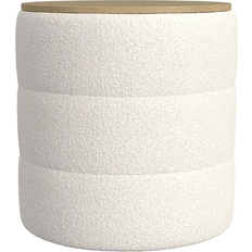 HomePop Channeled Boucle Cream Pouffe 19"