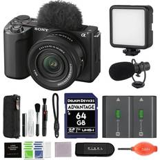 Sony by: Pixel Connection, ZV-E10 II Mirrorless Camera with 16-50mm Lens Black Bundle with Extra Battery Connect LED Light Mini Directional Microphone & Additional Accessories zve10 ii