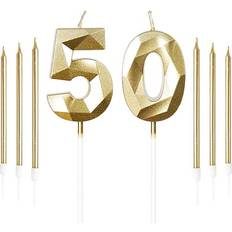 Birthdays Cake Candles Yiran Gold 50th Birthday Candles Set, Number 50 Candle with Gold Long Candles, Birthday Candles for Cake, Birthday Candle, Cake Candles Cake Topper