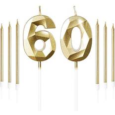 Birthdays Cake Candles Yiran Gold 60th Birthday Candles Set, Number 60 Candle with Gold Long Candles, Birthday Candles for Cake, Birthday Candle, Cake Candles Cake Topper