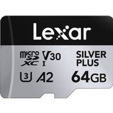 MicroSDXC Minneskort på rea LEXAR Silver Plus 64GB UHS-I V30 205MB/s microSDXC Sliver