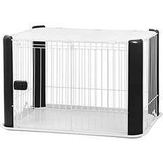 Iris Small Wire Dog Crate with Mesh Roof, Black