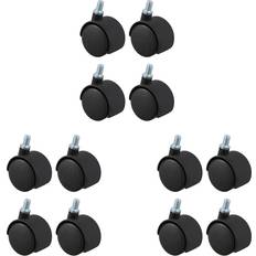 DIY Accessories Tlily Plastic Swivel Caster 8mm Screw Stem 1.5-Inch Dia Wheel 12 Pcs Black