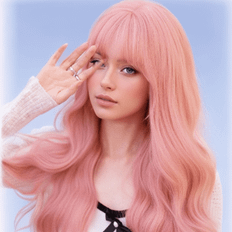 Pink Wigs Shein Pink Wig With Bangs Long Wavy Wigs Wavy Fiber