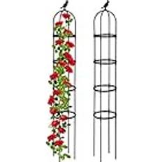 Relaxdays Spaljé Obelisk Set om 2 188 x 30 cm Växtpelare för Klätterväxter Metall Fristående Rotorn Svart
