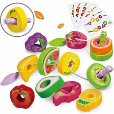 Shein 1set Children's Fruit Bead Stringing Toy With Abs Material, Picture Cognition Learning Card, Educational Toy For Sorting And Stacking Fine Movement Skills, Suitable For Pretend Play, Early Montessori Teaching Aid For Boys And Girls 3+ Years Old