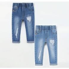 Shein Baby Boys MultiPiece Stretch Denim Jeans With Distressed Details And Embroidery