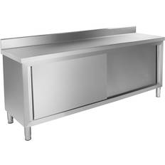 Argent/Chrome Armoires Royal Catering Meuble Bas Inox ECO 200 x 60 cm 160 kg Dosseret RCAT-200/60-C Armoire