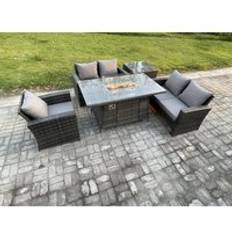 Garden & Outdoor Furniture Fimous Rattan Fire Pit Patio Dining Set