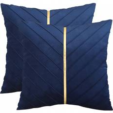 Shein pc Navy Velvet Cushion Cover Gold, Blue (35x35cm)