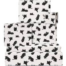 Central 23 Cat Wrapping Paper 6 Sheets of Birthday Gift Wrap Black Cats Kitty Kitten White For Kids Boys Girls Fur Parent Cat Mum Recyclable By