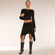 Shein Women Casual Asymmetrical Hem Solid Color Skirt