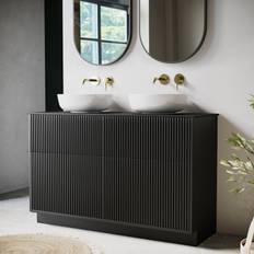 1250mm Black Wooden Freestanding Countertop Double Unit with