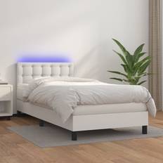 Bianco Letti vidaXL Giroletto Molle LED Bianco 80x200 cm Similpelle Letto Continentale