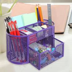 Desktop Organizers Shein Metal Purple Mesh Desk Organizer With Drawer And