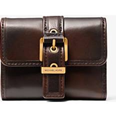 Wallets & Key Holders Michael Kors Colby Small Burnished Leather Tri-Fold Wallet - Brown