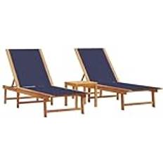Sun Beds on sale vidaXL Sonnenliegen 2 Stk mit Tisch Blau Massivholz
