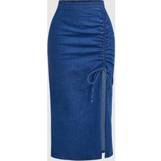 Slit Skirts Shein Drawstring Split Thigh Denim Skirt