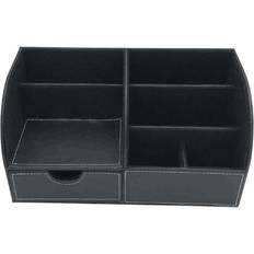 Black Desktop Organizers HKHBJS Pu Leather Desk Organizer With 4 Compartmentsblack