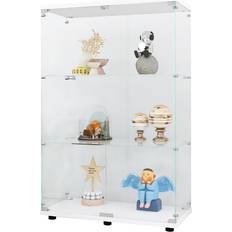 Glasses - White Glass Cabinets Simplie Fun Two-door Display White Glass Cabinet 31.7x49.3"