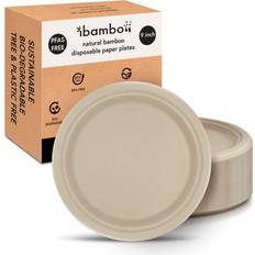 Beige Disposable Plates Ibambo 9 Inch Disposable Bamboo Plates Eco Friendly for Sustainable Dining 9.0 W in brownBamboo in Beige Set of 50 Wayfair Set of 50