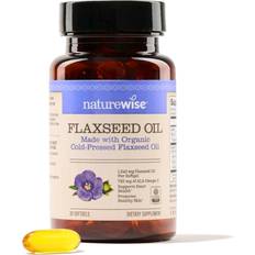 NatureWise Flaxseed Oil 1200mg Softgels with 720mg ALA, Fish Free Omega Supplement, Omega