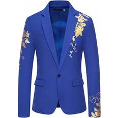 Gold Suits Shein Mens Paisley GoldPatch WeddingCasual Slim Fit Suit