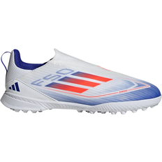 Aschenplatzschuhe (TF) - Jungen Fußballschuhe adidas Junior F50 League Laceless TF - Cloud White/Solar Red/Lucid Blue