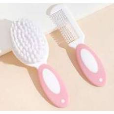 Pink Hair Care Shein 2pcs Baby Two Tone Bath Brush & Comb Set For BathroomPink