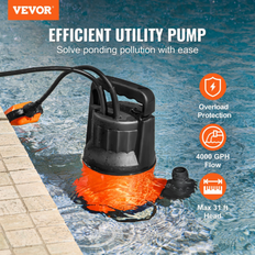 Water Pumps VEVOR utility pump, 1 hp, 4000 gph high flow, submersible water pump