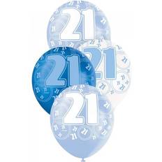 Blue Latex Balloons Unique Party Latex Glitz 21st Birthday Balloons Pack of 6 Blue One Size