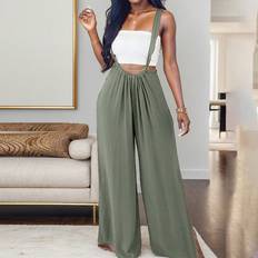 Green - Women Jumpsuits & Overalls Shein Ladies Simple Solid Color Jumpsuit For Daily Wear