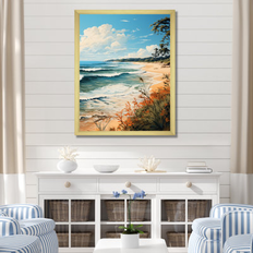 Design Art "Tropical Beach Paradise" Coastal Beach Wall Framed Art