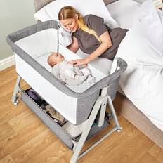 Cowiewie Bassinets Baby Bedside Sleeper for Infants with Storage Basket, Bassinet Bedside Crib,Travel Bag