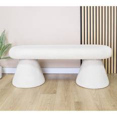 Boucle Cream Settee Bench 118x44cm