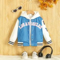 Stripes Outerwear Shein Young Girl And Autumn Letter Print Striped Long Sleeve Casual Bomber Jacket