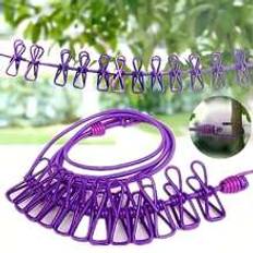 Klädvård Shein 1pc Portable Travel Clothesline, Retractable Camping Clothesline, Adjustable Clothesline With 12pcs Clips, Drying Clothes For Outdoor And Indoor, Home