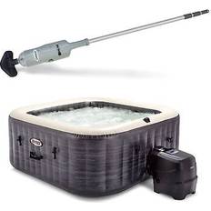 Intex handheld pool vacuum w/purespa plus 4 person inflatable hot tub, greystone Gray