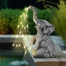 GIGALUMI Elephant Statue Garden Decoration Watering Elephant Solar