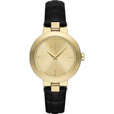 Armani Exchange Unisex Wrist Watches Armani Exchange Black Leather Watch AX5174