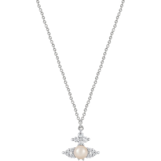 Fedora Pendant Necklace - Silver/Transparent/Pearl