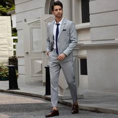 Shein Suits Shein Men SpringAutumn Slim Fit Suit Set With Notched Lapel Long Sleeve Jacket And Trousers For Daily Business Trip