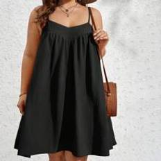 Shein Plus Women Summer Solid Loose Strap Sleeveless Dress