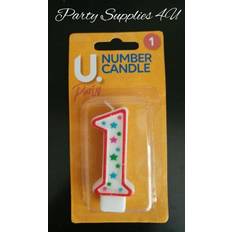 Red Cake Candles Martello Number 1 birthday candle/no/party/1st/cake/stars/red/topper/girl/boy