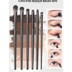 6pcs Soft Bristle Eye Makeup Brush Set For Eyeshadow Blending, Smudging, Eyeliner & Eye Detailing